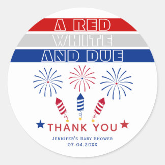 Sticker Rond Baby shower Red White 4 juillet pétards