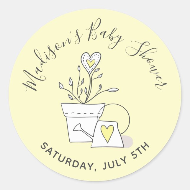 Sticker Rond Baby shower Regardez-moi grandir Plante à pointes  (Devant)