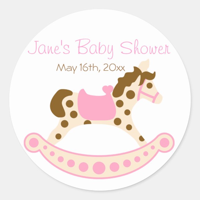 Sticker Rond Baby shower rocheux rose (Devant)
