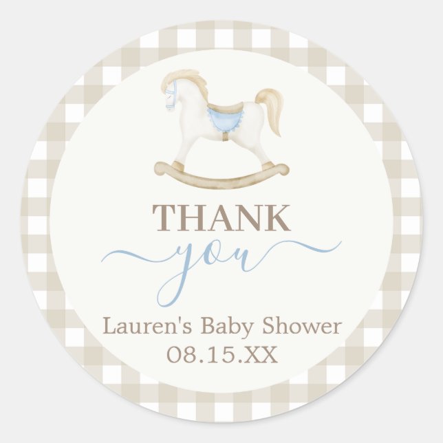 Sticker rond Baby shower Rocking Horse (Devant)