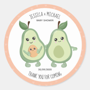 Sticker Rond Baby shower rose Avocado Saint-Guacamole
