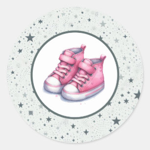 Sticker Rond Baby shower rose Baby High Tops
