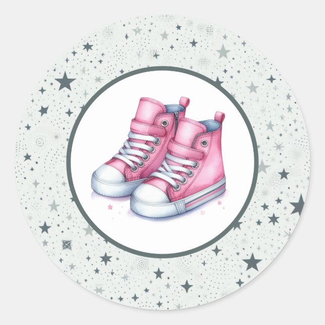 Sticker Rond Baby shower rose Baby High Tops (Devant)