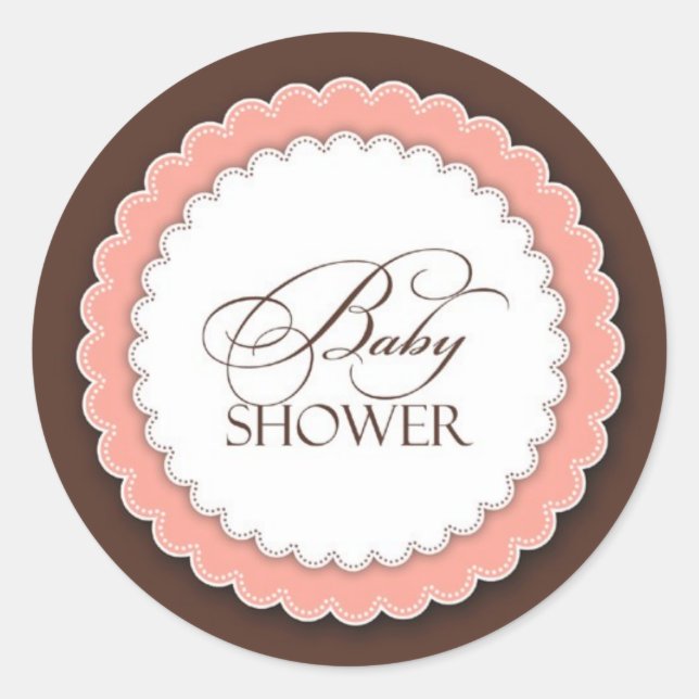 Sticker Rond Baby shower rose Brown (Devant)