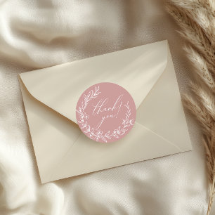 Sticker Rond Baby shower rose floral vintage intemporel