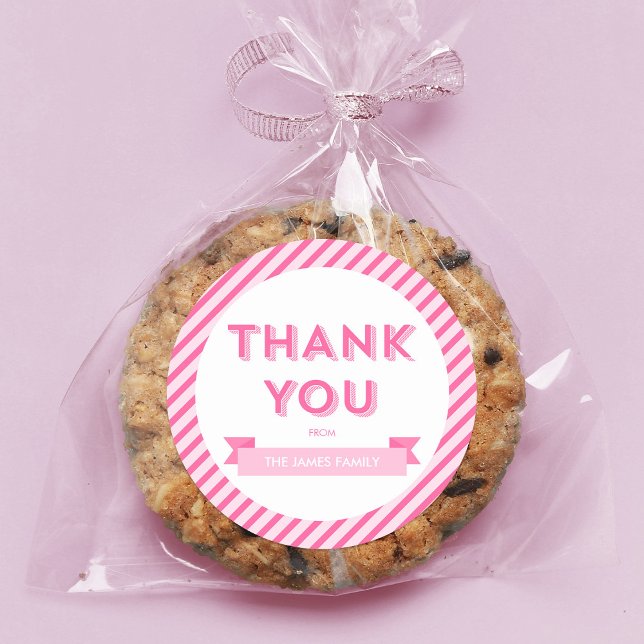 Sticker Rond Baby shower rose Merci moderne (Créateur téléchargé)