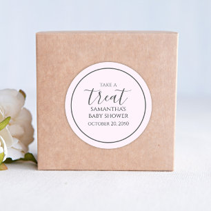 Sticker Rond Baby shower rose mignon Calligraphie Script traite