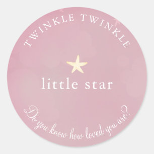 Sticker Rond Baby shower rose petit étoile