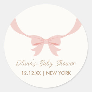 Sticker Rond Baby shower Rose Vintage Bow Girl