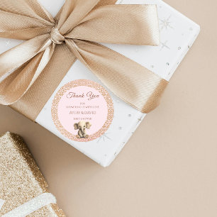 Sticker Rond Baby shower rose vintage pour fille classique