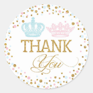 Sticker Rond Baby shower royal bleu de jumeaux de rose de