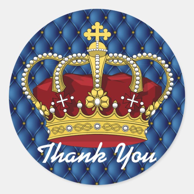 Sticker Rond Baby shower Royal Crown & Royal Blue Pin Tucks (Devant)