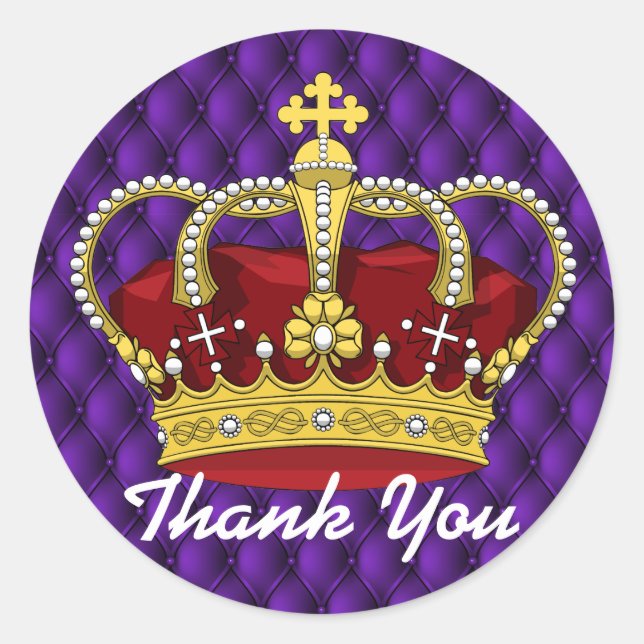 Sticker Rond Baby shower Royal Crown & Royal Purple Pin Tucks (Devant)
