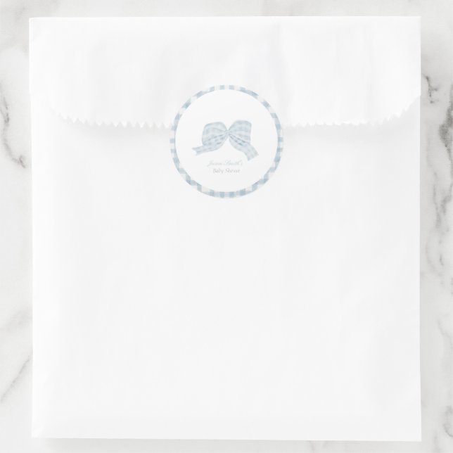 Sticker Rond Baby shower ruban bleu mou (Sac)