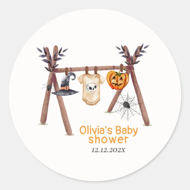 Sticker Rond Baby shower Rustique de vêtements d'Halloween Litt (Devant)