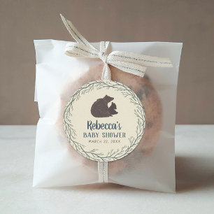 Sticker Rond Baby shower rustique Little Bear