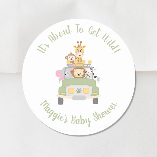 Sticker Rond Baby shower Safari (Créateur téléchargé)