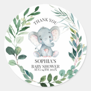 Sticker Rond Baby shower Safari éléphant non sexiste