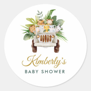 Sticker Rond baby shower safari jungle