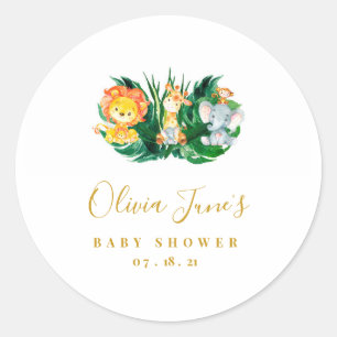 Sticker Rond Baby shower Safari Jungle