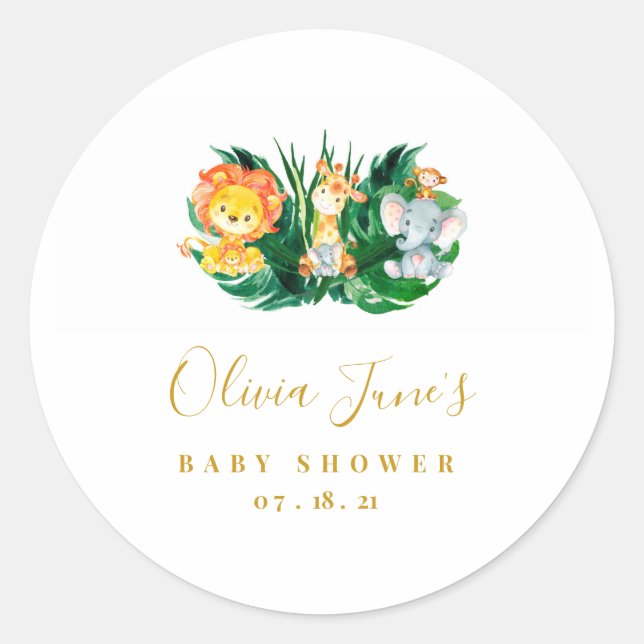 Sticker Rond Baby shower Safari Jungle (Devant)