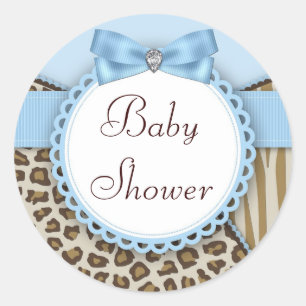 Sticker Rond Baby Shower Safari pour Garçon