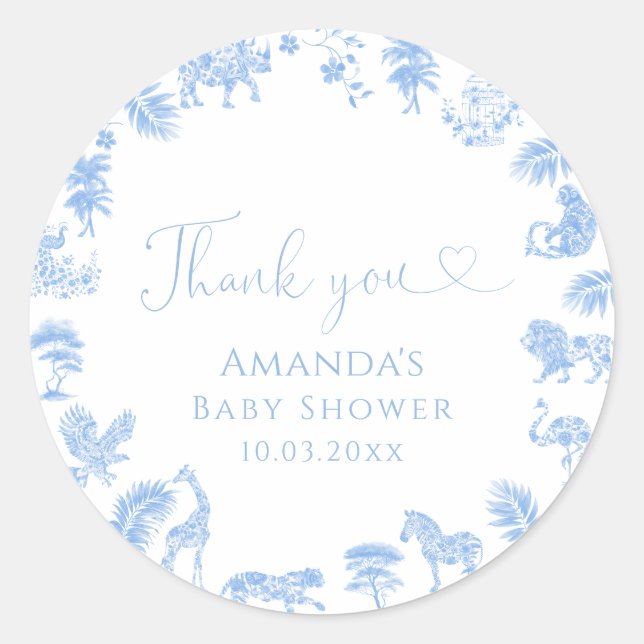 Sticker Rond Baby shower Safari Toile (Devant)