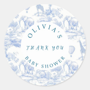 Sticker Rond Baby shower Safari Toile de Jouy
