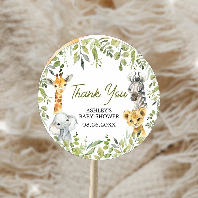 Sticker Rond Baby shower Safari Wild One Jungle (Créateur téléchargé)