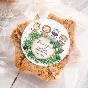 Sticker Rond Baby shower sauvage de la Jungle de Safari tropica