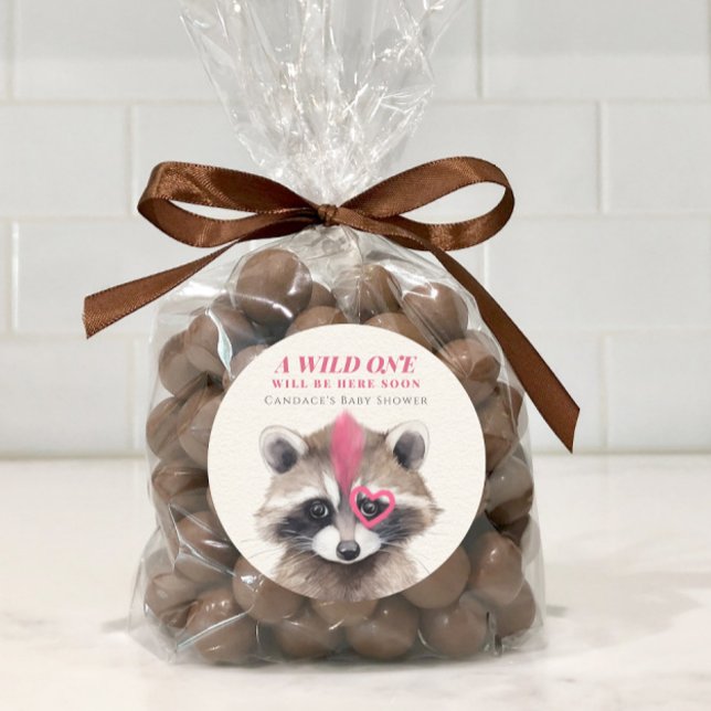 Sticker Rond Baby shower sauvage de Mohawk Raccoon (Créateur téléchargé)