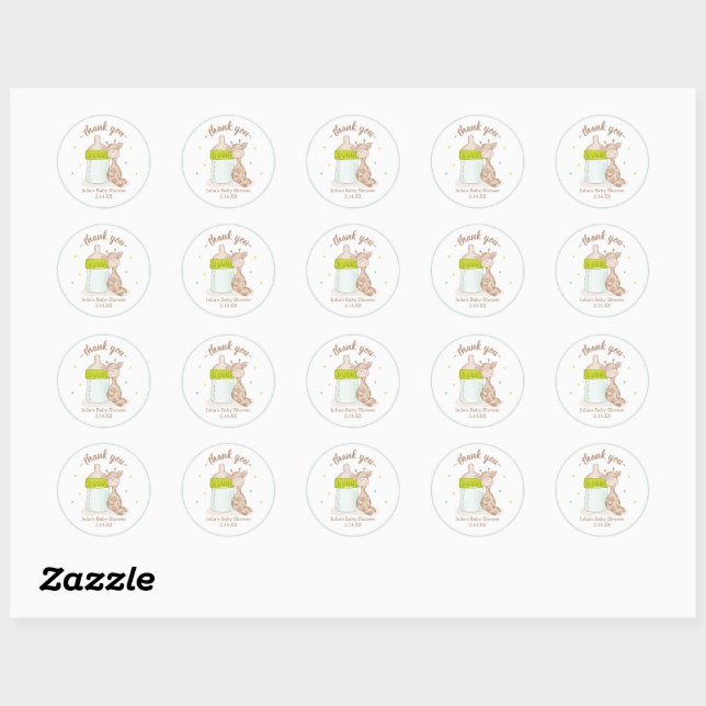 Sticker Rond Baby shower sauvage Jungle Safari (Feuille)