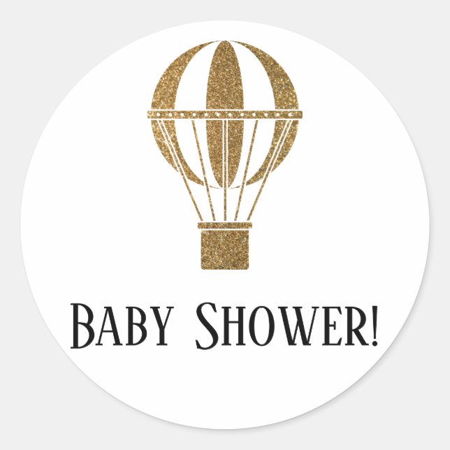 Sticker Rond Baby shower simple avec Parties scintillant Gold H (Devant)