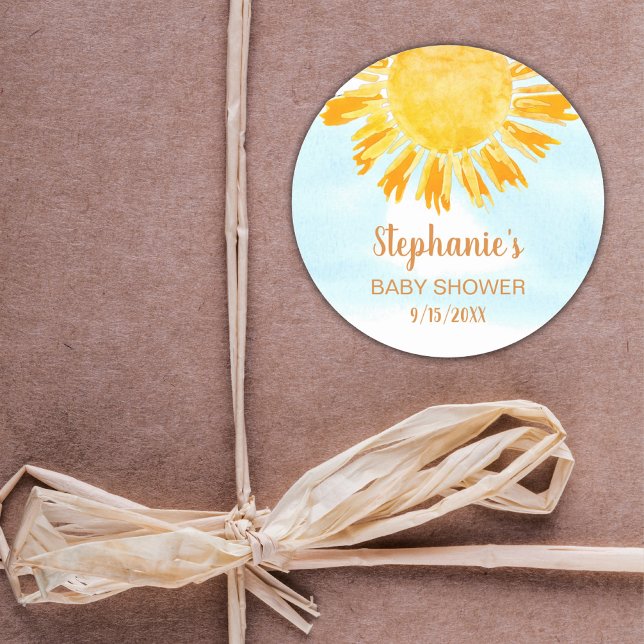 Sticker Rond Baby shower solaire jaune (Créateur téléchargé)