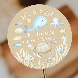 Sticker Rond Baby shower sous-marin Whimsy