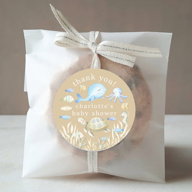Sticker Rond Baby shower sous-marin Whimsy (Créateur téléchargé)