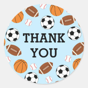 Sticker Rond Baby shower sportif Co-ed Thème Garçon Bleu