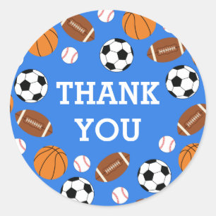 Sticker Rond Baby shower sportif Co-ed Thème Garçon Bleu