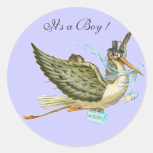 STICKER ROND BABY SHOWER STORK