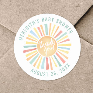 Sticker Rond Baby shower Sun Boho