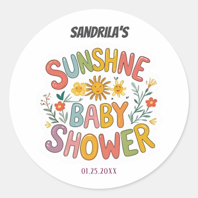 Sticker Rond  Baby Shower Sunshine (Devant)