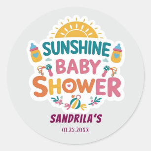 Sticker Rond  Baby Shower Sunshine