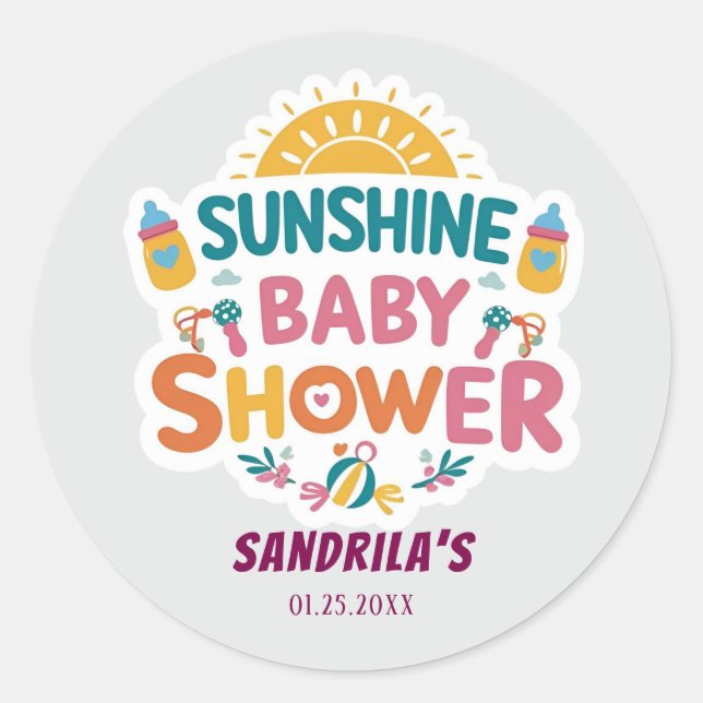 Sticker Rond  Baby Shower Sunshine (Devant)