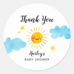 Sticker Rond Baby shower Sunshine Faveur neutre genre