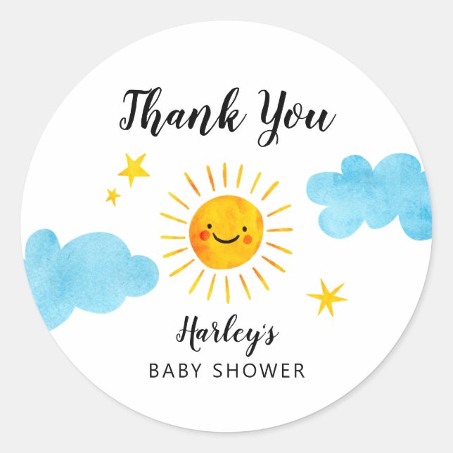 Sticker Rond Baby shower Sunshine Faveur neutre genre