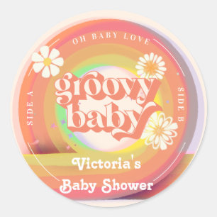 Sticker Rond Baby shower super Retro Vinyl