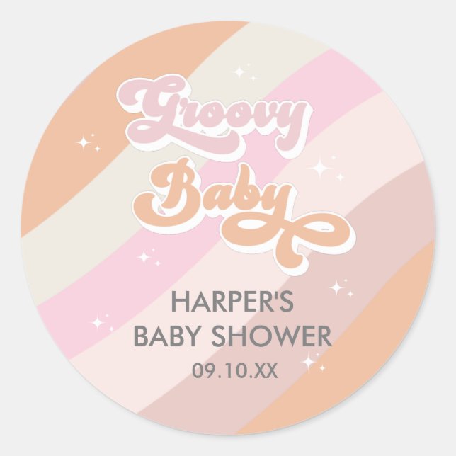 Sticker Rond Baby shower Super rose rétro (Devant)