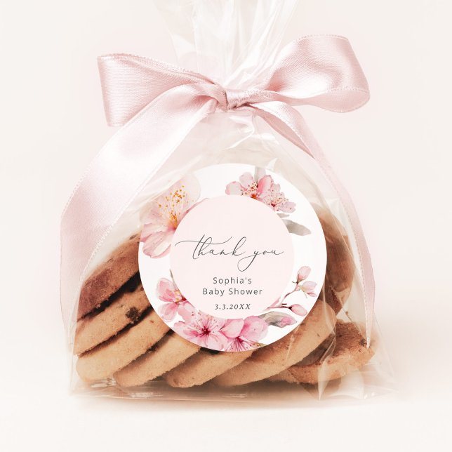 Sticker Rond Baby shower sur le thème des fleurs de cerisier Sa (Créateur téléchargé)
