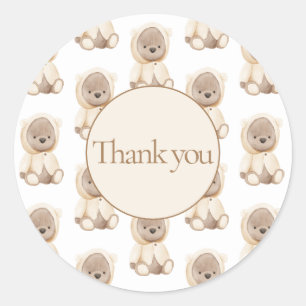 Sticker Rond Baby shower Teddy Bear