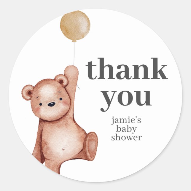 Sticker Rond Baby shower Teddy Bear (Devant)